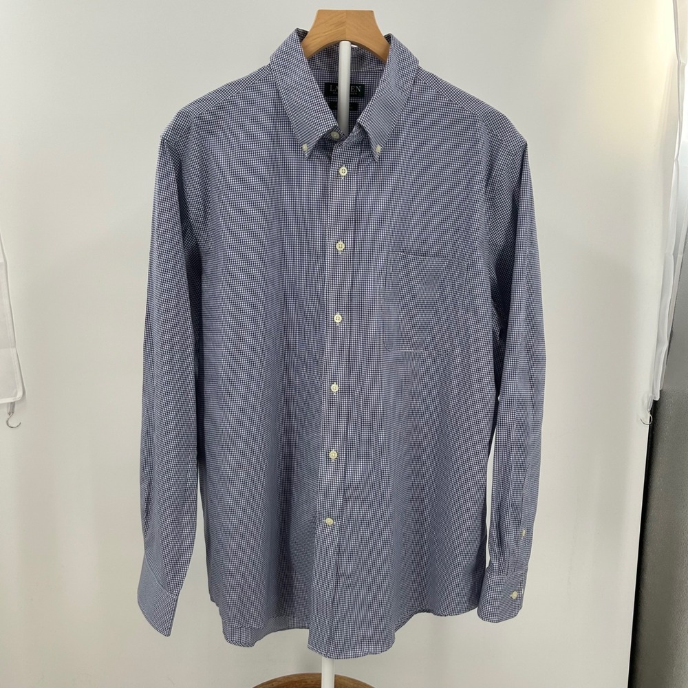 Lauren Ralph Lauren‎ Blue Gingham  Button Down XL Stretch Classic Fit